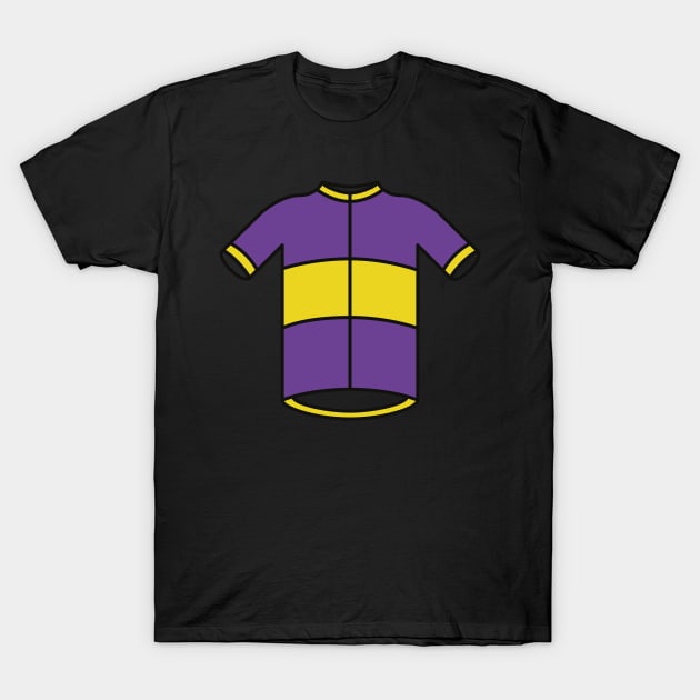 Purple & Yellow Cycling Jersey Pattern T-Shirt by Radradrad